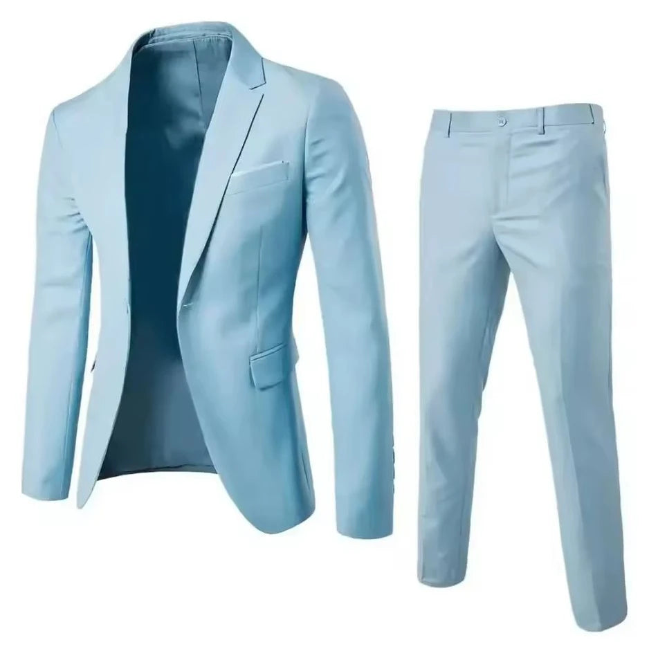 Trajes para hombre, conjunto elegante de 2 piezas para boda, chaquetas, pantalones, Blazers ajustados, traje Formal de negocios, disfraz clásico de moda 2025