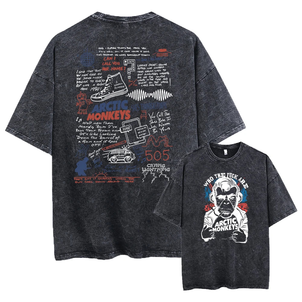 Camiseta de manga corta para hombre, ropa de calle Retro, Rock Arctic Monkeys, Álbum de Música, gráfico, Vintage, lavado, de gran tamaño, Y2k, Hip Hop