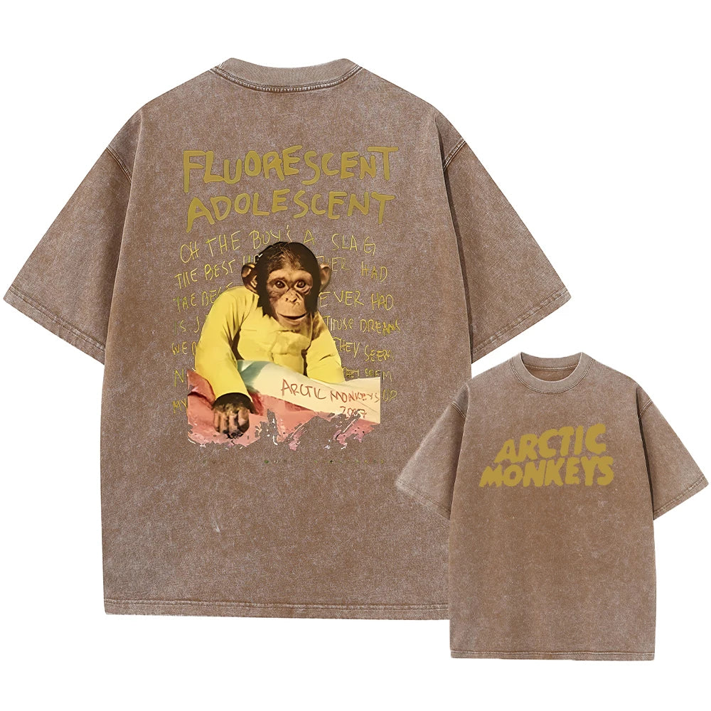 Camiseta de manga corta para hombre, ropa de calle Retro, Rock Arctic Monkeys, Álbum de Música, gráfico, Vintage, lavado, de gran tamaño, Y2k, Hip Hop
