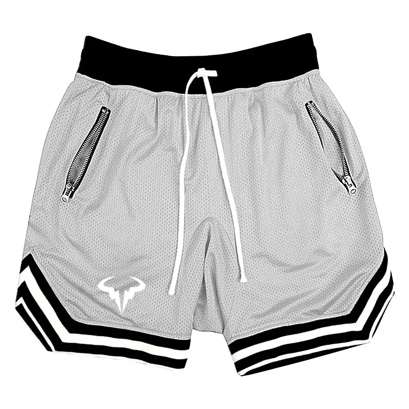 2025 verano hombres Rafael Nadal símbolo diseño de logotipo Popular suelto Color sólido ropa de calle con cordón Casual pantalones cortos deportivos de alta calidad