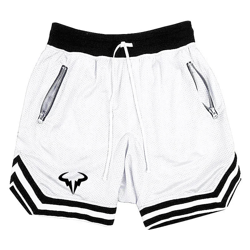 2025 verano hombres Rafael Nadal símbolo diseño de logotipo Popular suelto Color sólido ropa de calle con cordón Casual pantalones cortos deportivos de alta calidad