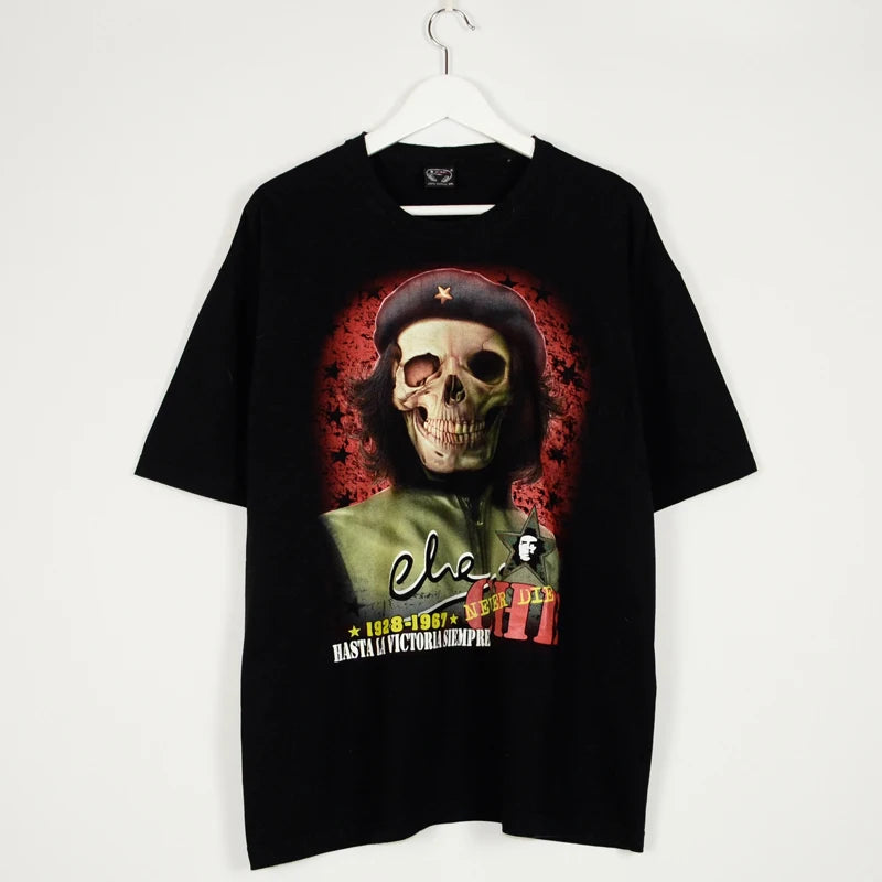 La nueva camiseta holgada informal retro americana de Che Guevara de algodón puro para motocicletas es un símbolo cultural de moda
