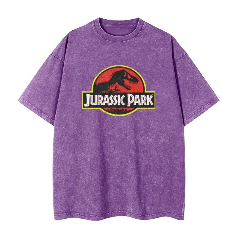 Camiseta Retro lavada de Jurassic Park, ropa de calle, camiseta Retro de Hip-hop, camisa informal de verano para hombres y mujeres