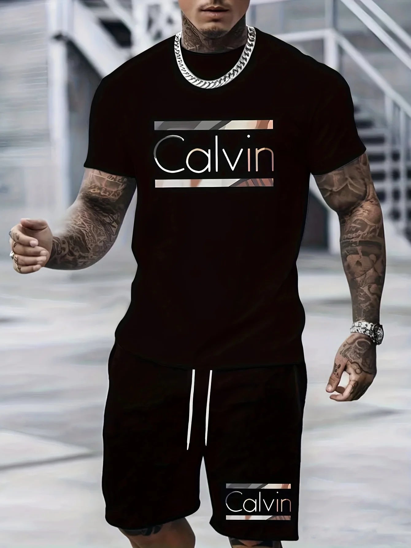 Conjunto de 2 uds de traje para hombre, conjunto cómodo de ocio a la moda para hombre, camisetas, pantalones cortos, actividades deportivas deportivas adecuadas para verano