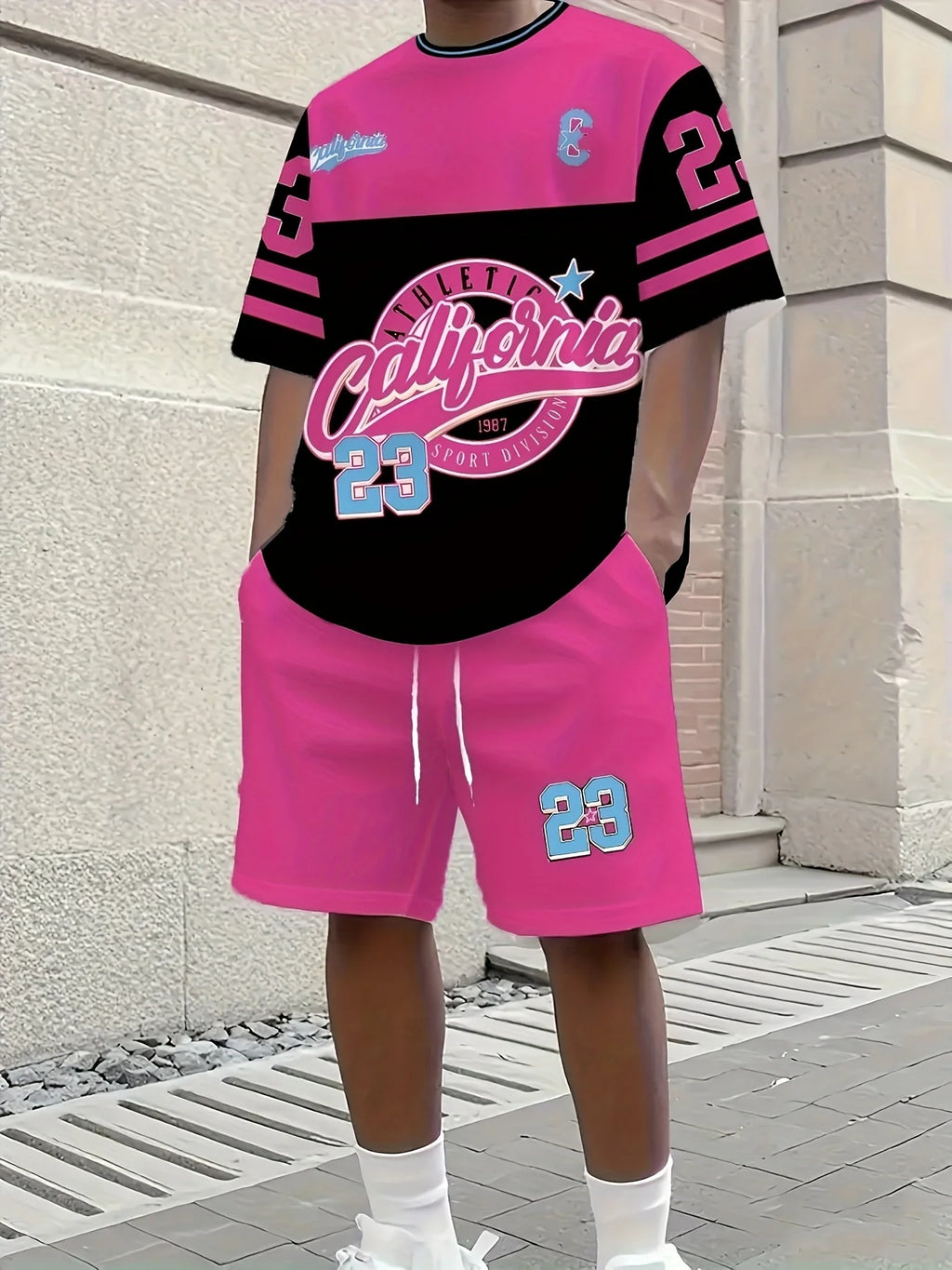 Conjunto de 2 uds de traje para hombre, conjunto cómodo de ocio a la moda para hombre, camisetas, pantalones cortos, actividades deportivas deportivas adecuadas para verano