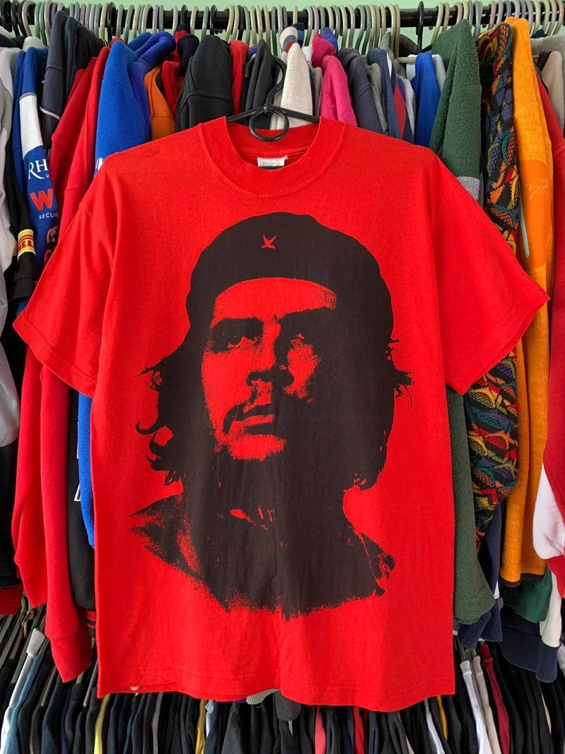 La nueva camiseta holgada informal retro americana de Che Guevara de algodón puro para motocicletas es un símbolo cultural de moda