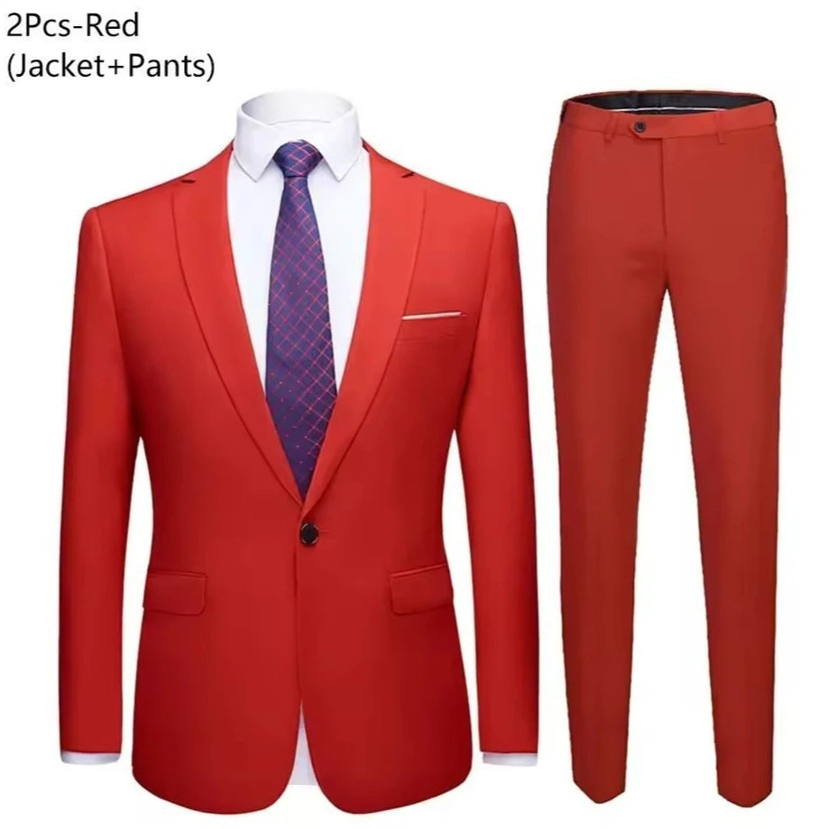 Trajes para hombre, conjunto elegante de 2 piezas para boda, chaquetas, pantalones, Blazers ajustados, traje Formal de negocios, disfraz clásico de moda 2025
