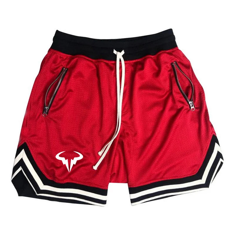 2025 verano hombres Rafael Nadal símbolo diseño de logotipo Popular suelto Color sólido ropa de calle con cordón Casual pantalones cortos deportivos de alta calidad