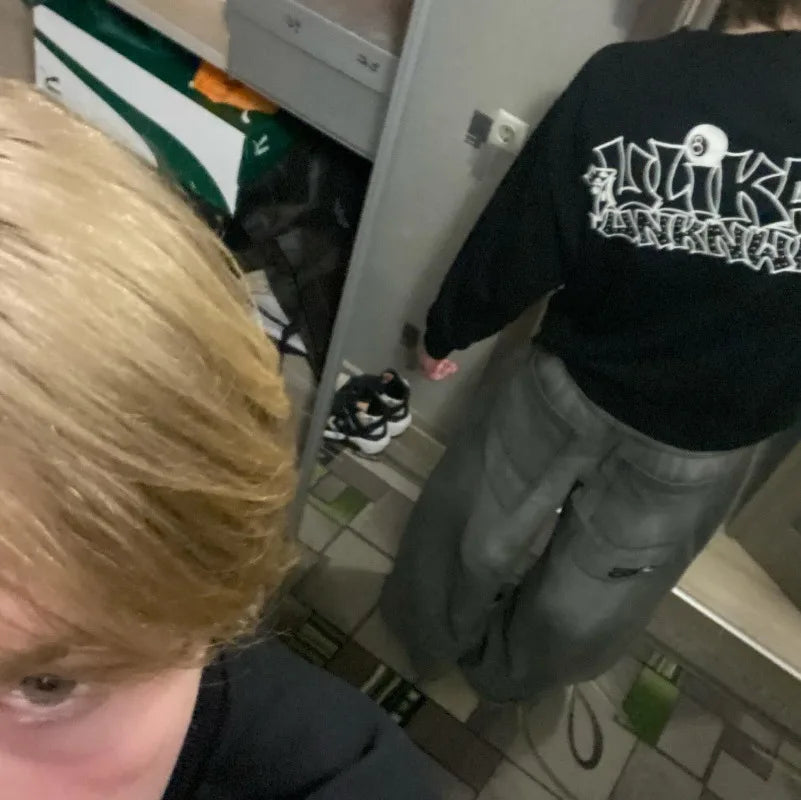 Ropa de calle nueva Harajuku Color sólido lavado pantalones vaqueros holgados hombres Y2K moda Retro Punk Casual Joker gótico pantalones de pierna ancha de cintura alta