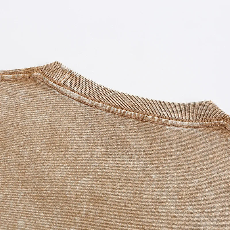 Camiseta Retro de algodón 100% de Wolfeel, camisetas Vintage de manga corta con estampado de cera para hombre, camisetas holgadas de Hip Hop de Color sólido