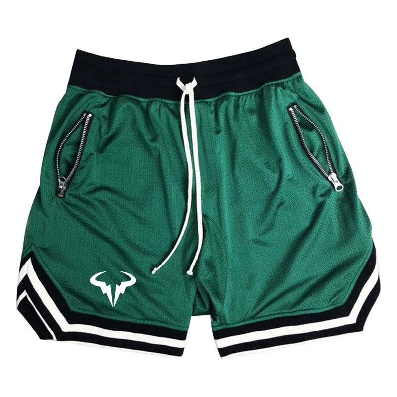 2025 verano hombres Rafael Nadal símbolo diseño de logotipo Popular suelto Color sólido ropa de calle con cordón Casual pantalones cortos deportivos de alta calidad