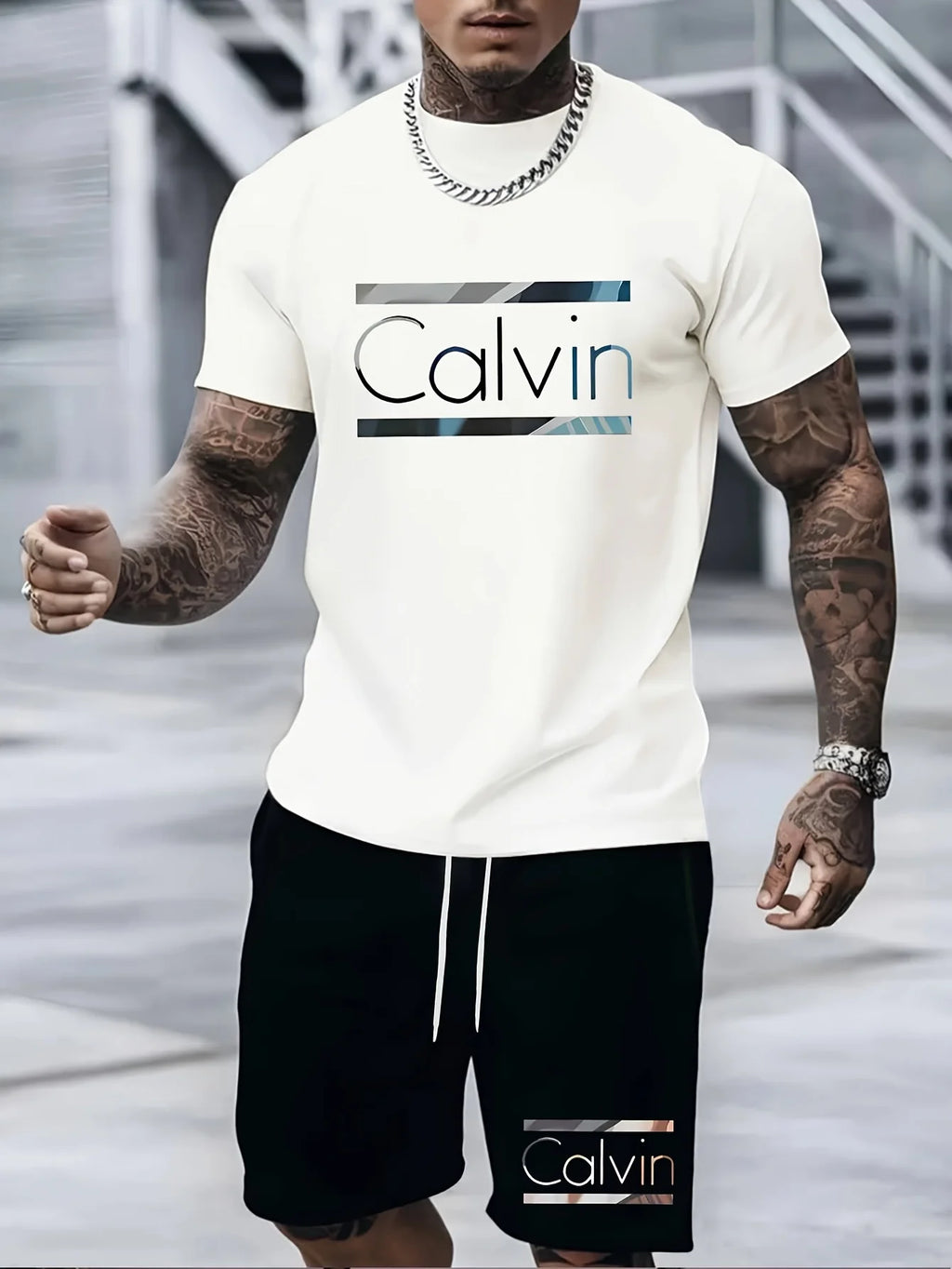 Conjunto de 2 uds de traje para hombre, conjunto cómodo de ocio a la moda para hombre, camisetas, pantalones cortos, actividades deportivas deportivas adecuadas para verano