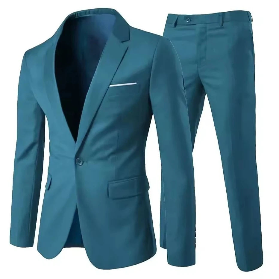 Trajes para hombre, conjunto elegante de 2 piezas para boda, chaquetas, pantalones, Blazers ajustados, traje Formal de negocios, disfraz clásico de moda 2025