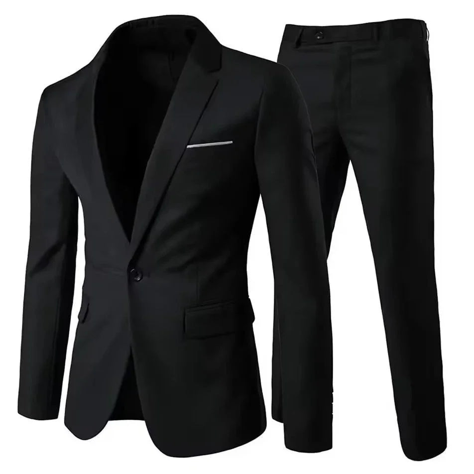 Trajes para hombre, conjunto elegante de 2 piezas para boda, chaquetas, pantalones, Blazers ajustados, traje Formal de negocios, disfraz clásico de moda 2025