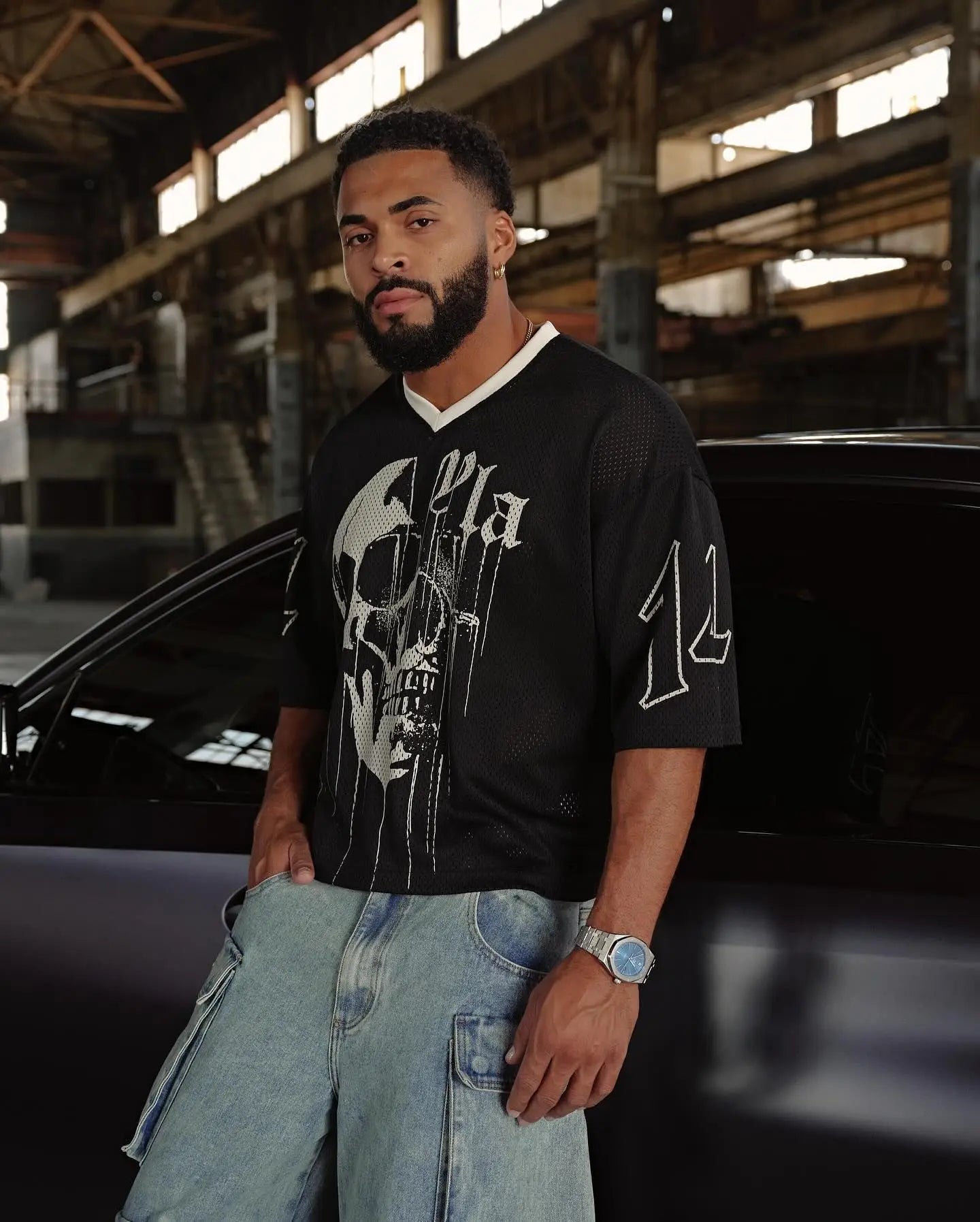 Novedad de verano, camiseta súper grande de marca YA a la moda para hombre, camiseta deportiva de secado rápido transpirable con estampado de malla grande, Top de manga corta