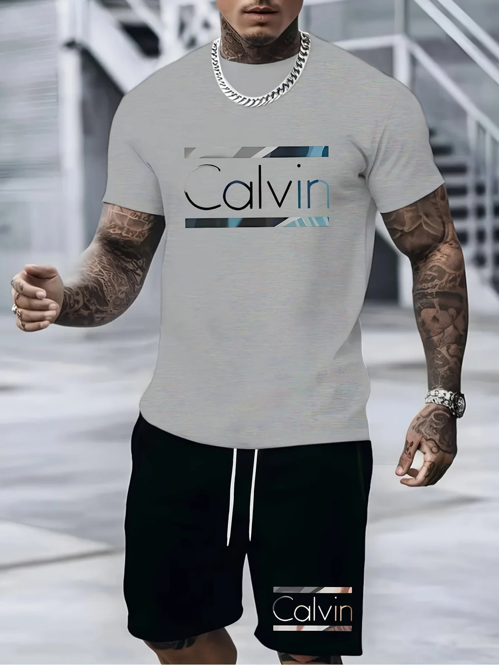 Conjunto de 2 uds de traje para hombre, conjunto cómodo de ocio a la moda para hombre, camisetas, pantalones cortos, actividades deportivas deportivas adecuadas para verano