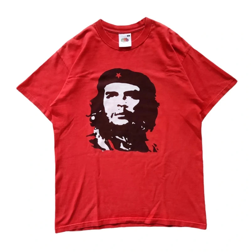 La nueva camiseta holgada informal retro americana de Che Guevara de algodón puro para motocicletas es un símbolo cultural de moda